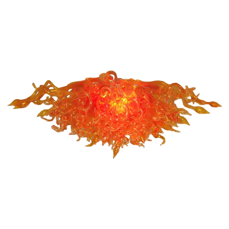 

Orange Pendant Lamps 36 Inches Indoor Hand Blown Glass Chandelier for Entrance Halls Reception Areas Warm Light Source