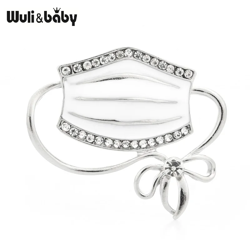 

Wuli&baby New Enamel Face Brooches For Women Metal Rhinestone 4-color Nurse Doctor Maks Brooch Pins Gifts