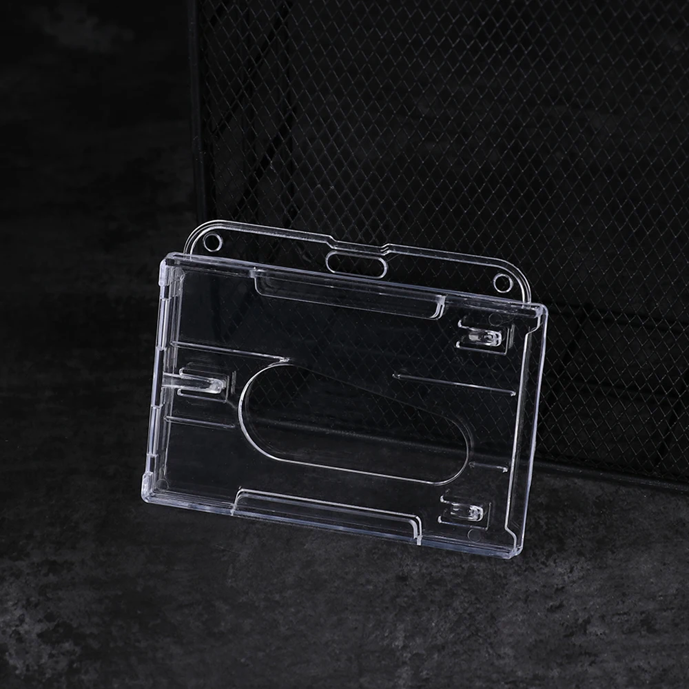 2020 Durable Multi-use Hard Plastic Work ID Card Sleeve Badge Protector Cover Case Practical Double-sided Card Holders