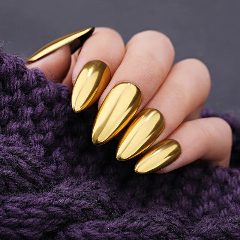 Sinh Ra Khá Gương Móng Tay Nghệ Thuật Lấp Lánh Bột Chiếu Hoa Hồng Vàng Móng Tay Bằng Kim Loại Chrome Sắc Tố Bụi Cho Gel Ba Lan Móng Nghệ Thuật trang Trí