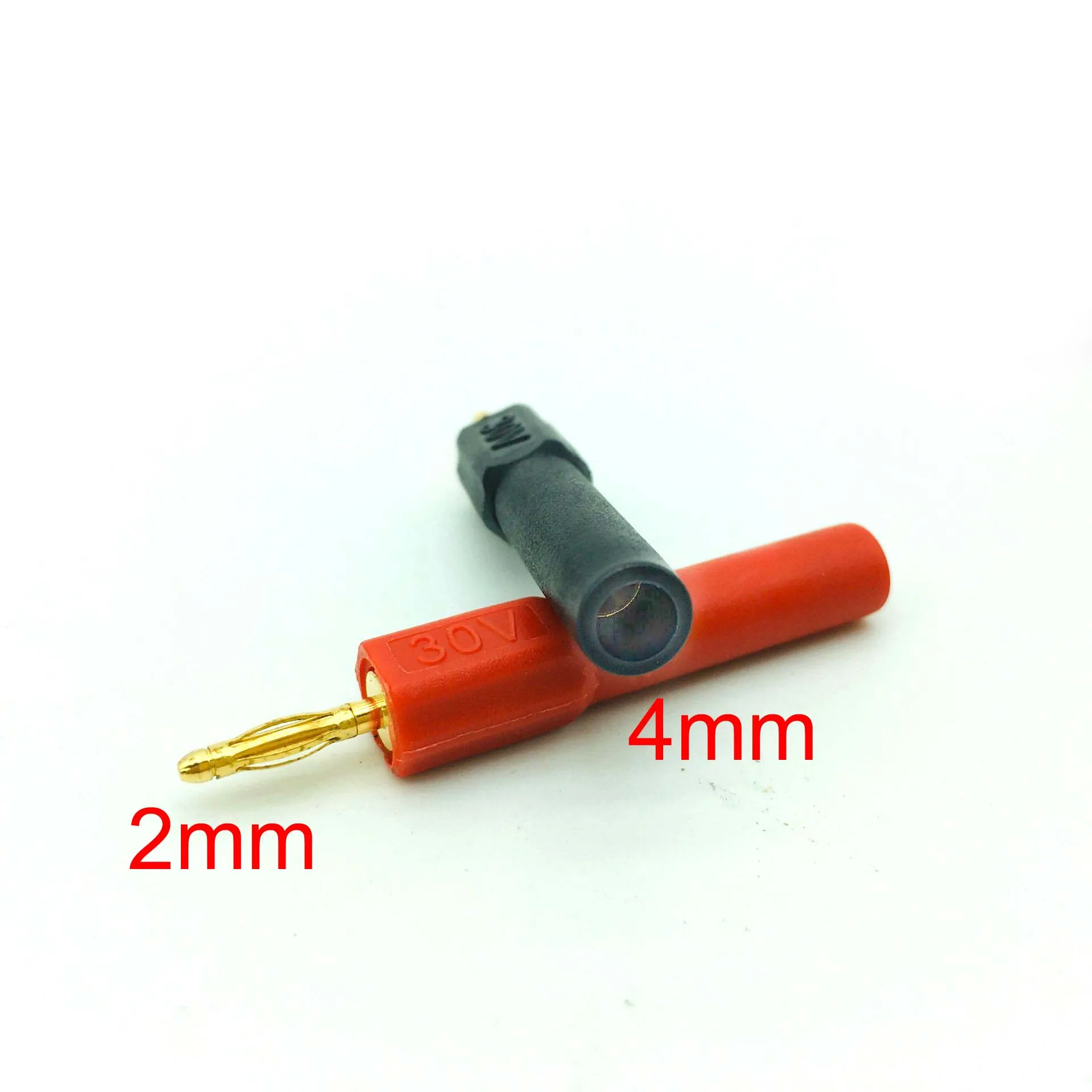 2 Pcs ทองแดงสีแดง/สีดำทอง2มม.มินิปลั๊กกล้วย4มม.Jack Connector หญิงอะแดปเตอร์สำหรับปากกามัลติมิเตอร์