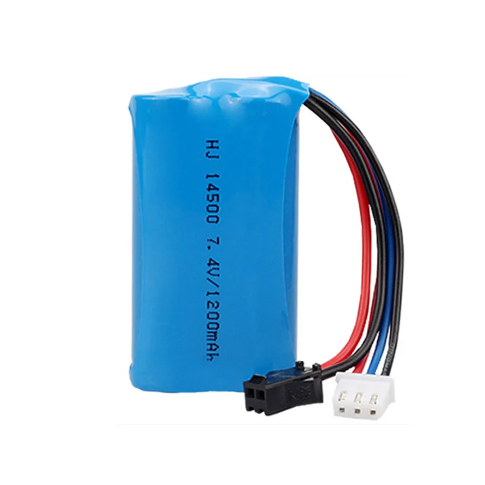 7,4 v 1200mAh 14500 Li-Ion Batterie Für RC spielzeug Autos Tank Roboter Elektrische Wasser Pistole Ersatzteile 2s 7,4 v lithium-Batterie SM Stecker