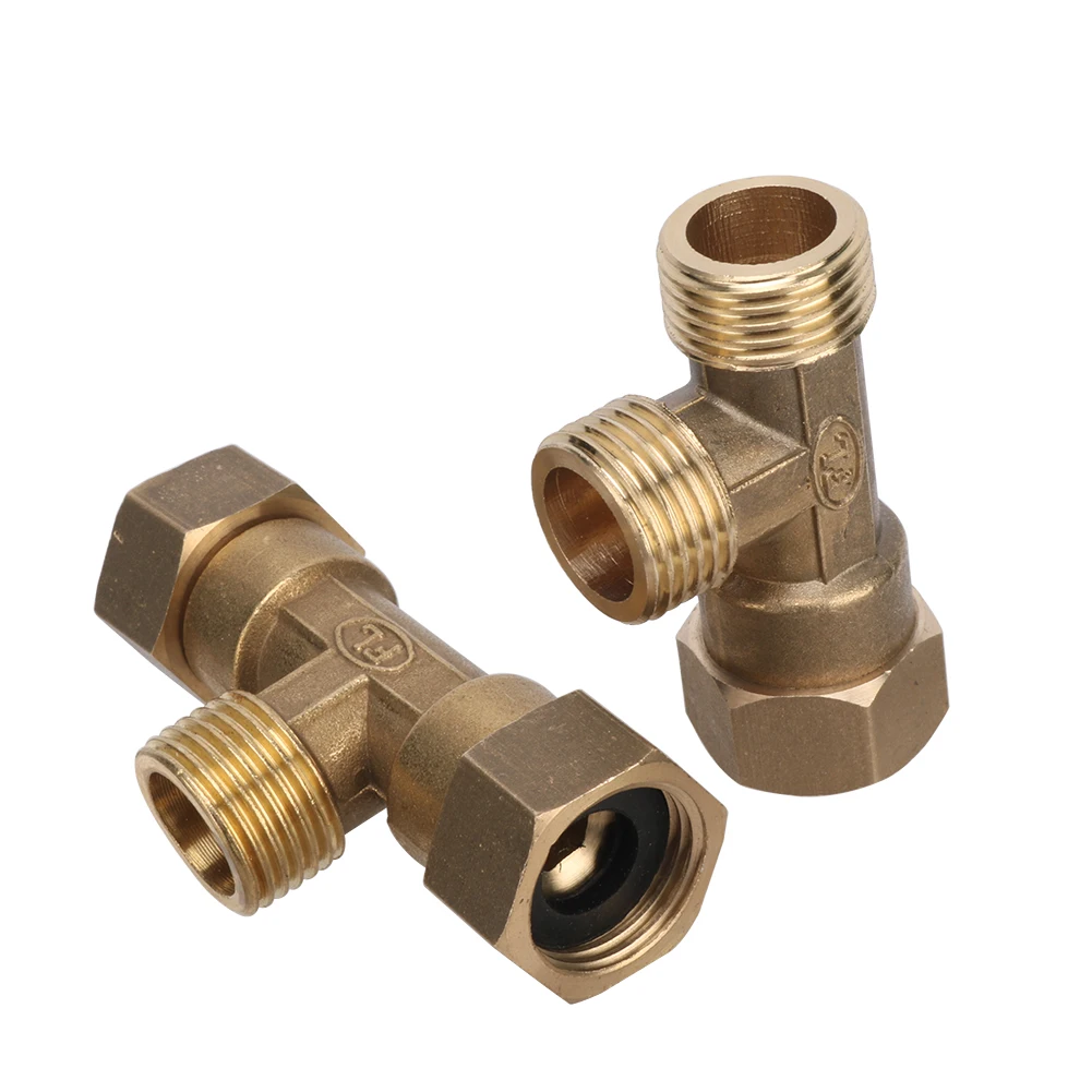 Brass pipe fitting male-female thread conversion connection 1/2” T-shaped three-way copper water oil gas adapter garden fittings