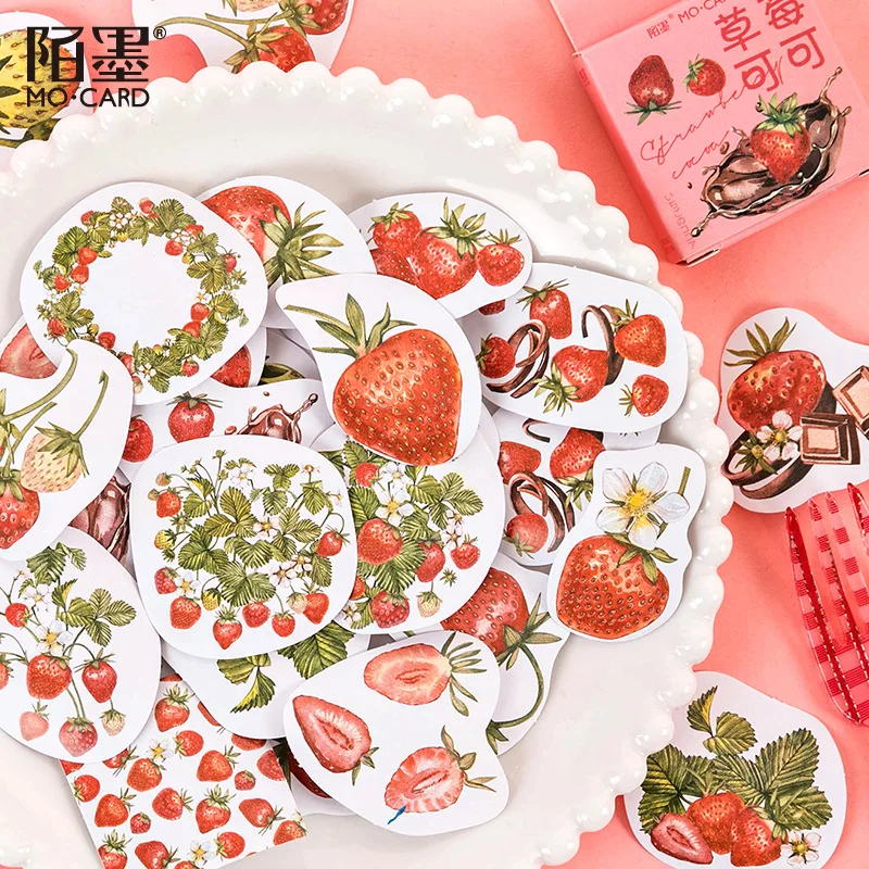 46 pcs/set Delicious Strawberry Ins Girly Paper Stickers Scrapbooking Diy Diary Stationery Sticker Office Decor