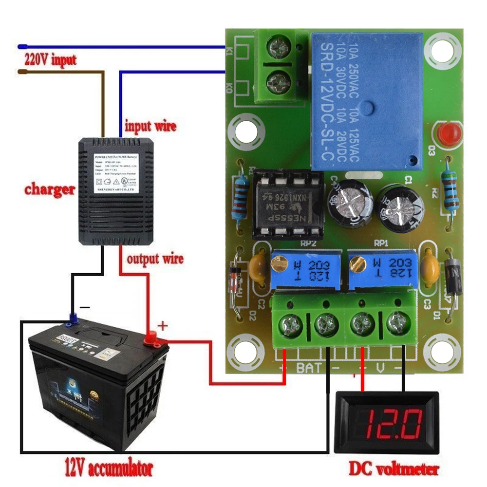 12V Battery Charging Control Board XH-M601 Intelligent Charger Power Control Panel Automatic Charging Power