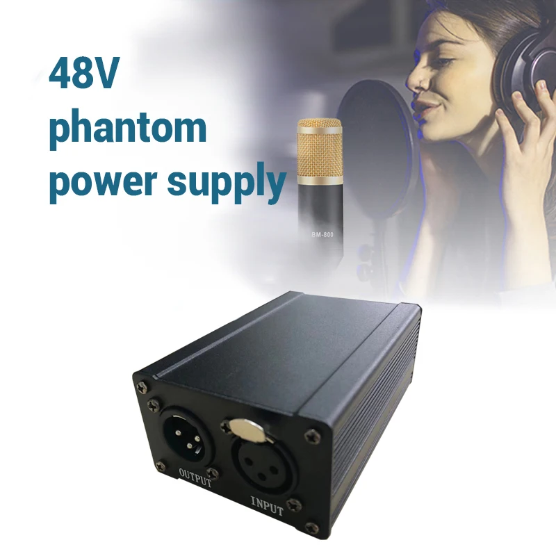 GAZ-PS02 Professional 48V Phantom Power Supply ไมโครโฟนคอนเดนเซอร์ Phantom Power แหล่งจ่ายไฟ USB