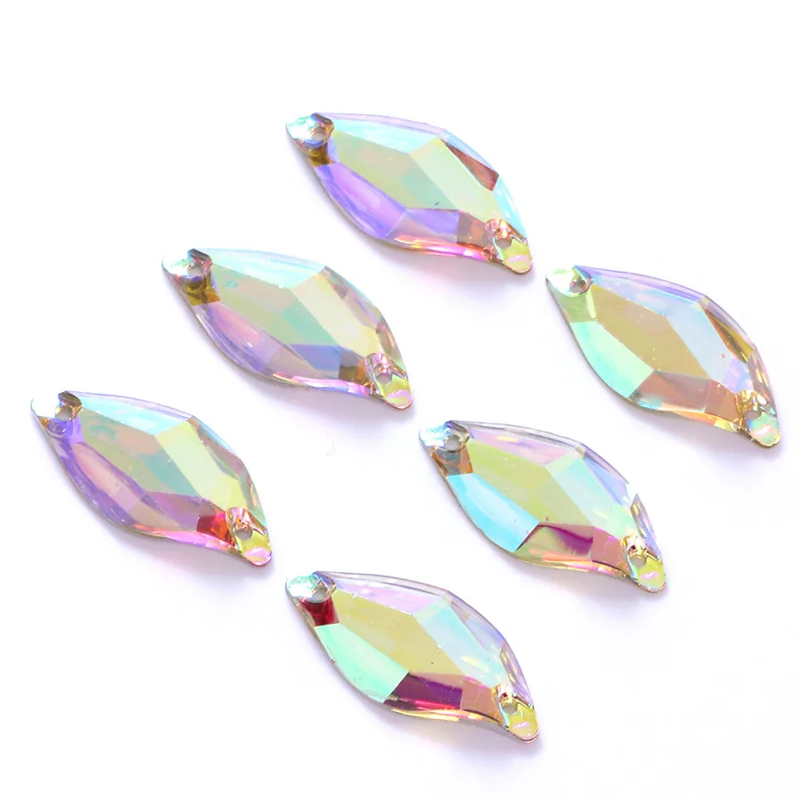 

5 Sizes Leaf Resin Sew on Rhinestone Crystal AB silver flatback sewing stones strass for Bag with rhinestones