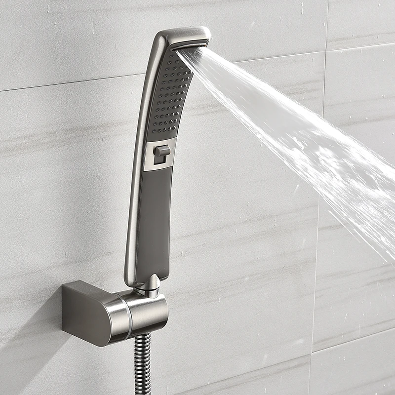 Brushed Nickel Handheld Shower Bathroom 2 Function High Pressure Rain Shower Sprayer Set Water Saving Waterfall  Shower