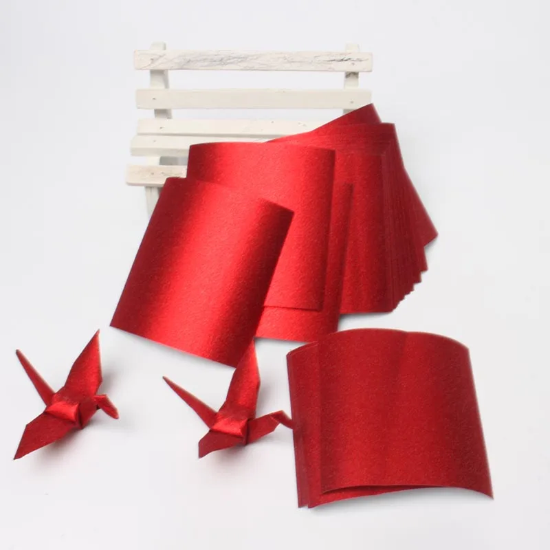 100Pcs Red Glitter Premade Origami Paper Cranes Folded DIY Garlands For Wedding Decoration Birthday Party Valentine's Day Gift