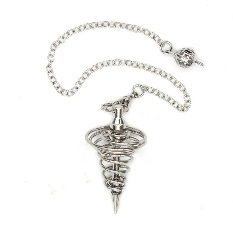 Metal Pendulum Pendulo Radiestesia Pendulums for Dowsing Healing Pyramid Pendant Necklace Women Men Spiral Pendule Reiki Amulet