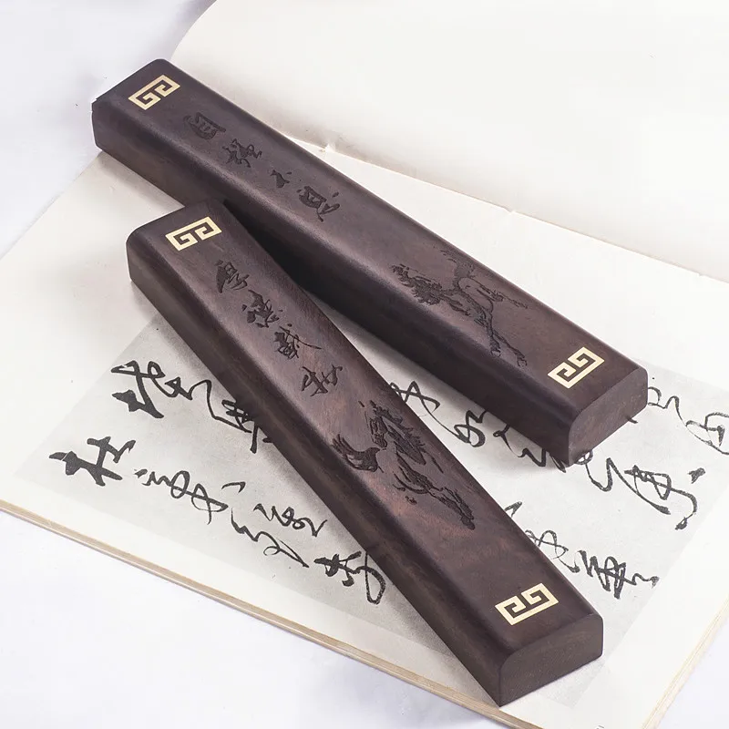 2pcs Customize Paperweight Chinese Brush Calligraphy Special Paperweights Classical Solid Wood Paperweight Stationery Supply