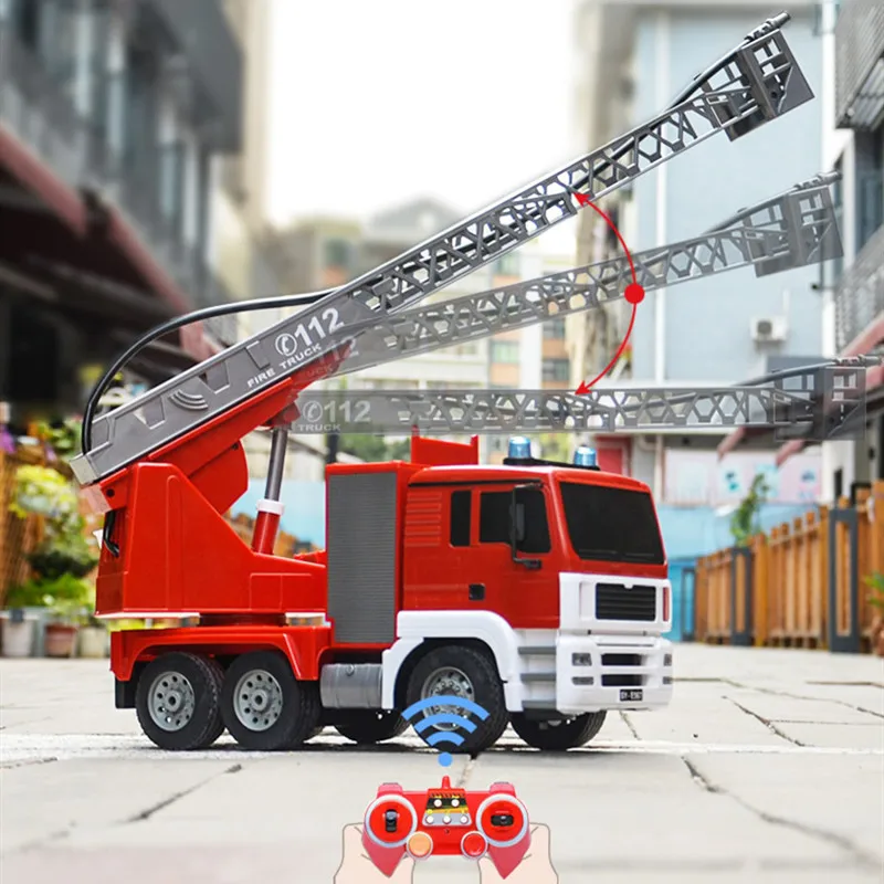 Electric Fire Rescue Truck Can One Key Spray Water Music LED Light Effect Rotation Mult-Function Water Car Educational Toy Gift