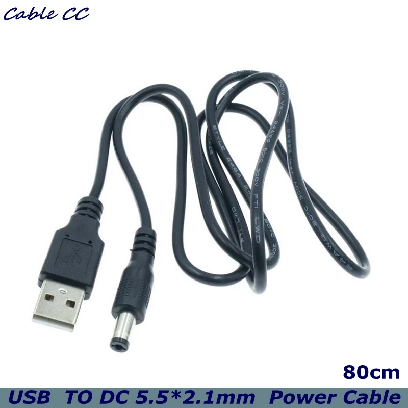 1p/ USB to DC 5.5mm Power Cable USB A Male to Jack Connector 5V Power Cable Connector For Small Electronics Devices Accessories