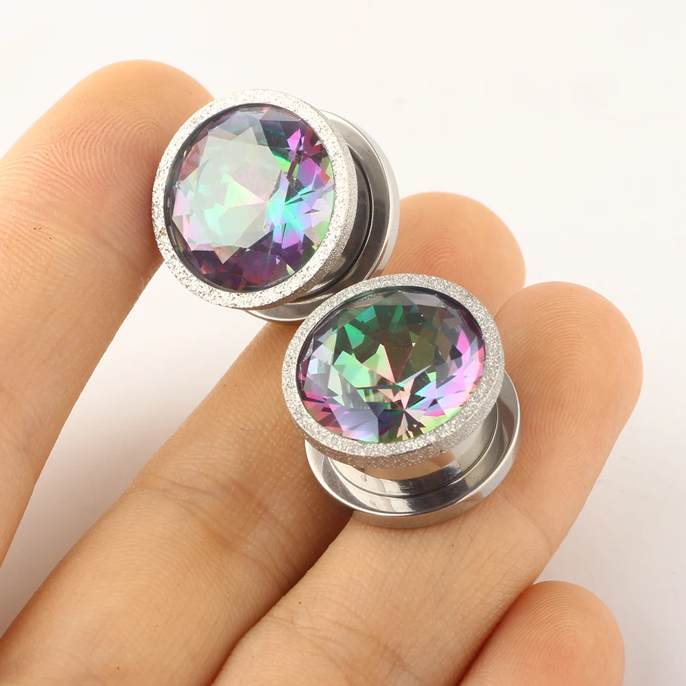 2PCS 316L Stainless Steel Ear Plugs tunnels Piercing Ear Expander Flesh Piercing Body Jewelry For Man Woman 6mm-16mm