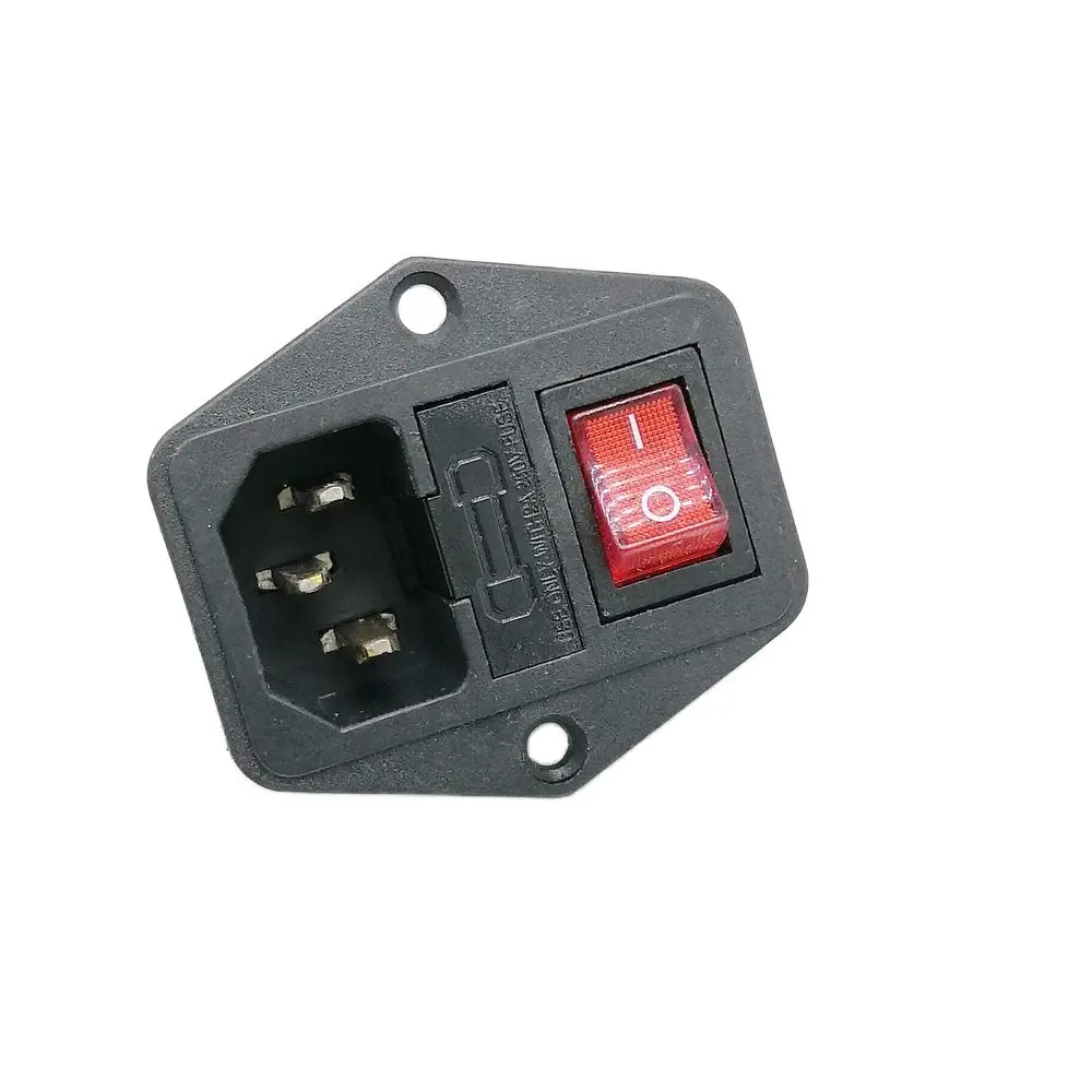 15A/250V Input 3Pin AC Power Socket With Power Rocker Switch Fuse holder