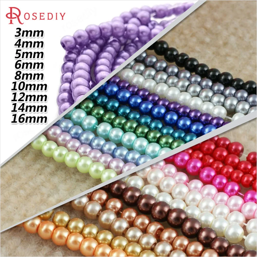 (A011)3mm 4mm 5mm 6mm 8mm 10mm 12mm 14mm 16mm Black White Gray Brown tone Round Glass Dyeing Color Beads Imitation pearls