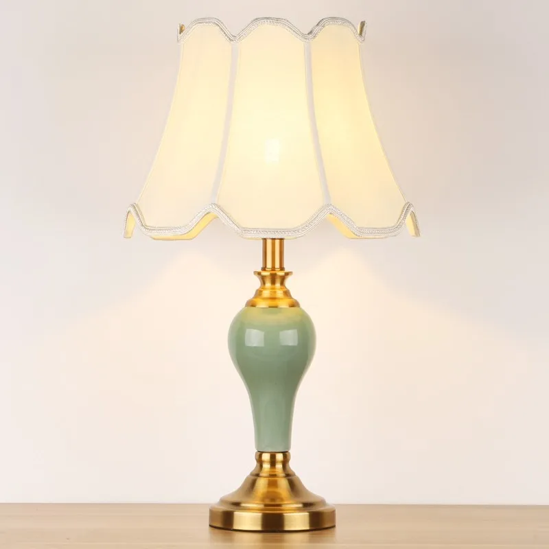 OURFENG Modern Bedside Table Desk Lamp Ceramic Luxury LED Decorative Light New Style For Living Room Bedroom Study Office