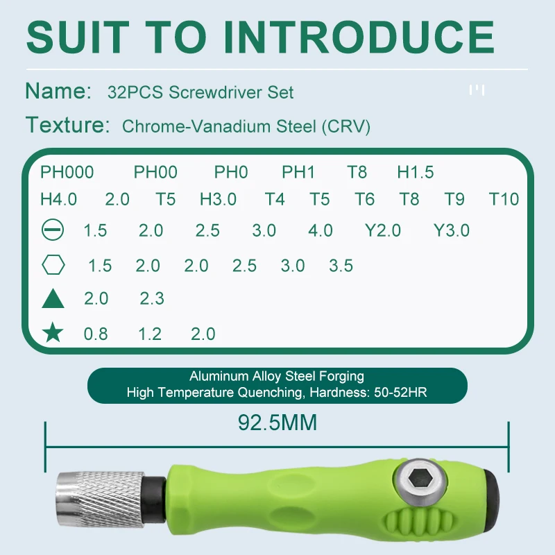 Set di cacciaviti 32 In 1 Mini Kit di punte da 30 pezzi Kit di riparazione del telefono utensili manuali di precisione