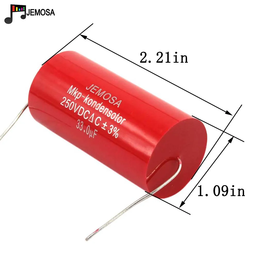 MKP Capacitor 33uf 250VDC ±3% Metal Film Coupling Frequency Dividing Capacitor HIFI  Fever Electrodeless Capacitor Audio Axial