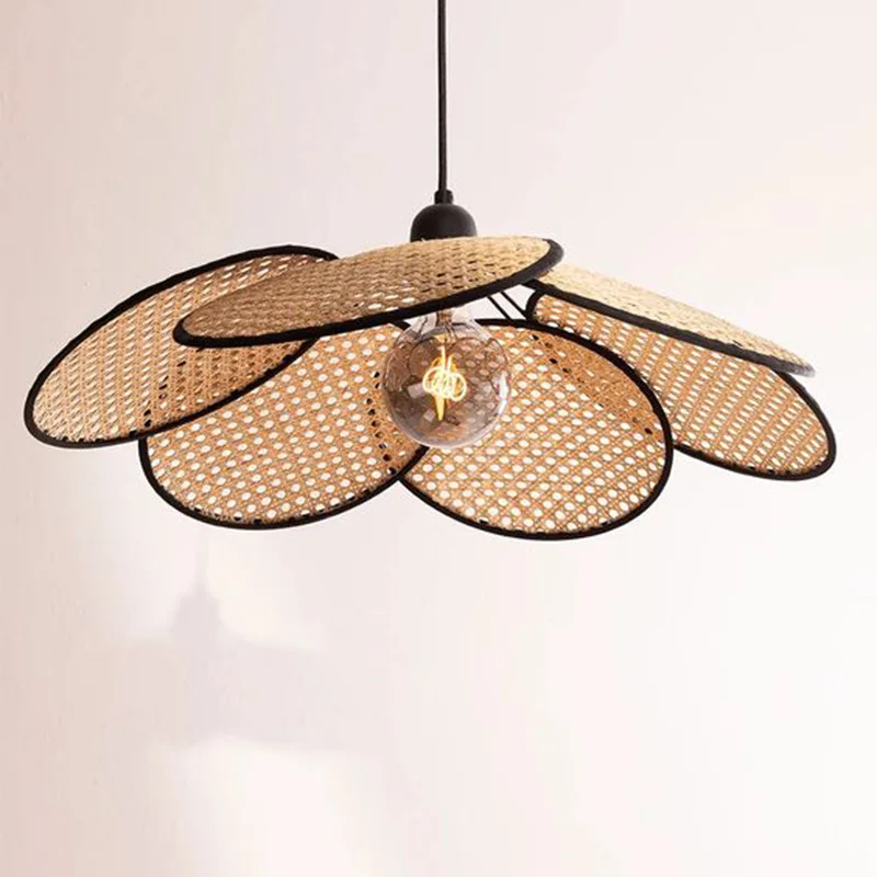 

Suspension Screen Cannage chandelier e27 Rural manual Wicker woven lamp Studio Creative Made kitchen island chandelier