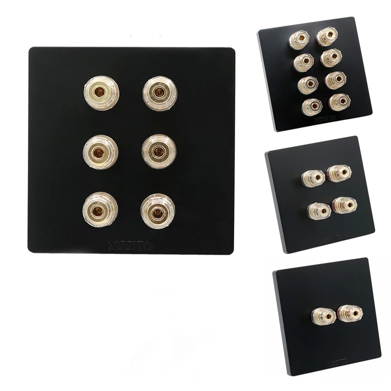 

KYYSLB Pure Copper Gold-plated Audio Terminal Panel 7.1 Speaker 5.1 Amplifier Banana Head Wall Panel Socket