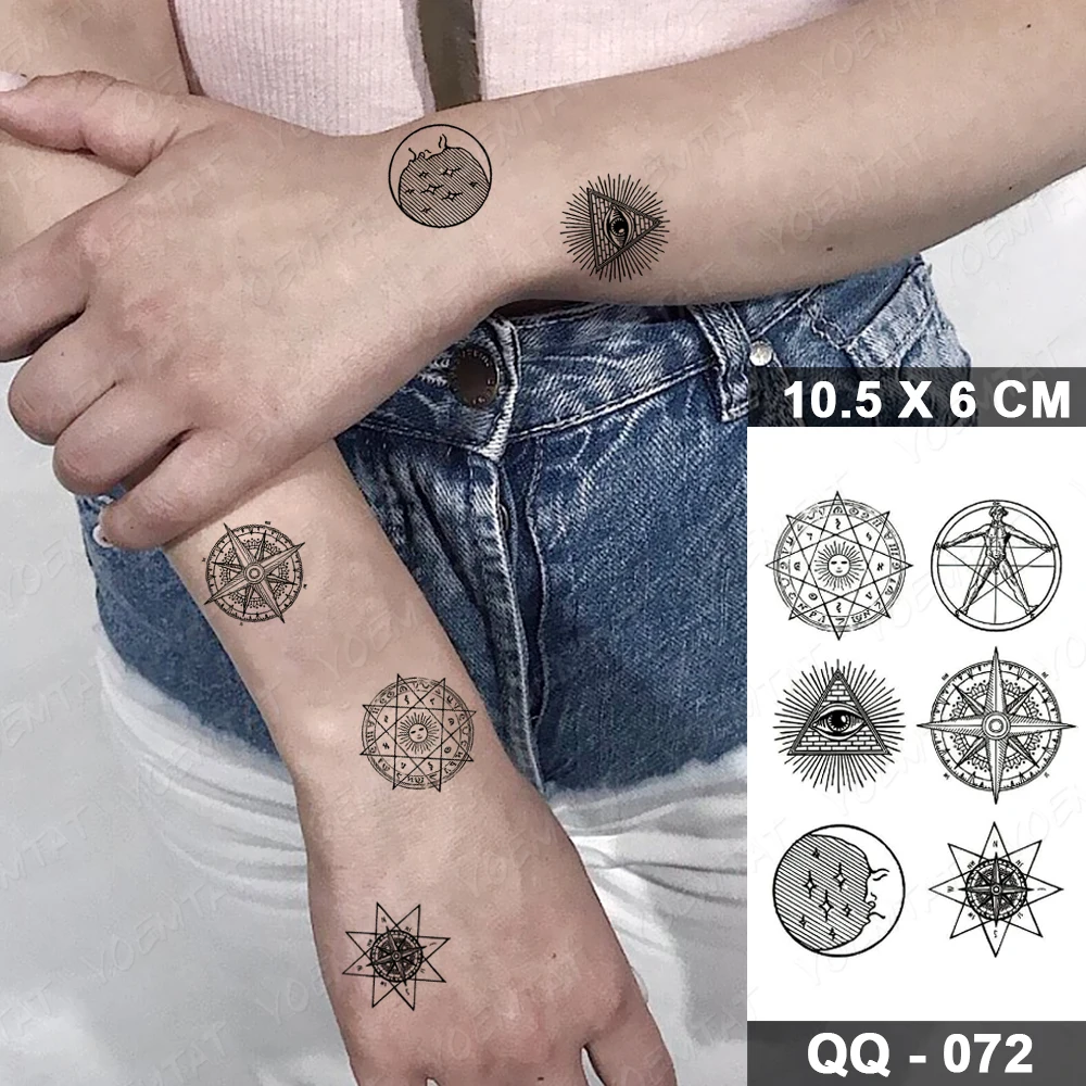 Pegatina de tatuaje temporal a prueba de agua, tatuaje geométrico triangular Flash, líneas simples, mano, muñeca, tatuaje falso para arte corporal,