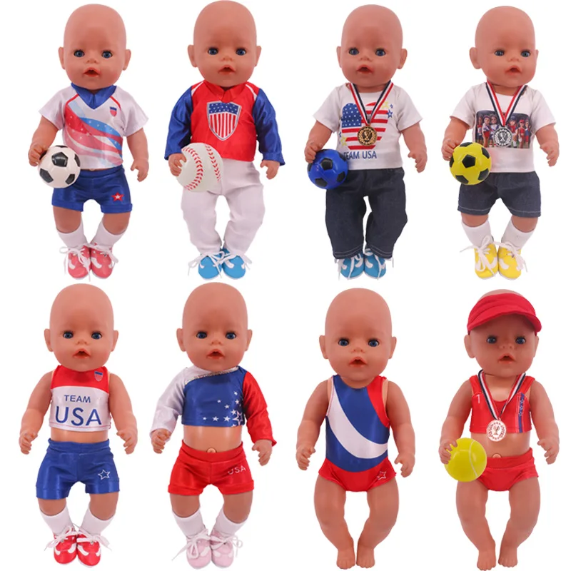 18 Inch Doll Clothes Shoes Socks Hat National Flag Medal Ball Accessories For 18 Inch&New Born Baby Generation Doll Girl's Gifts