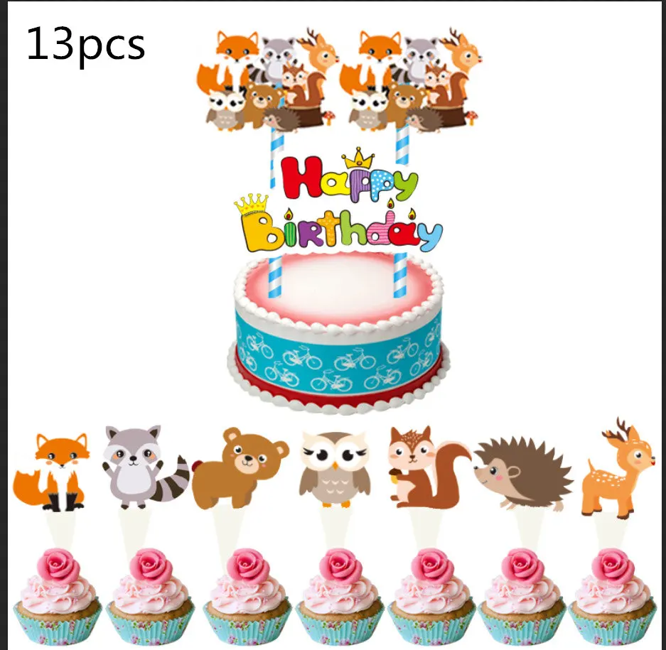 Woodland Geschirr Dschungel Safari Geburtstag Dekoration Wild One 1st Bithday Partei Liefert Wald Tier Papier Platten Banner – Detail 8