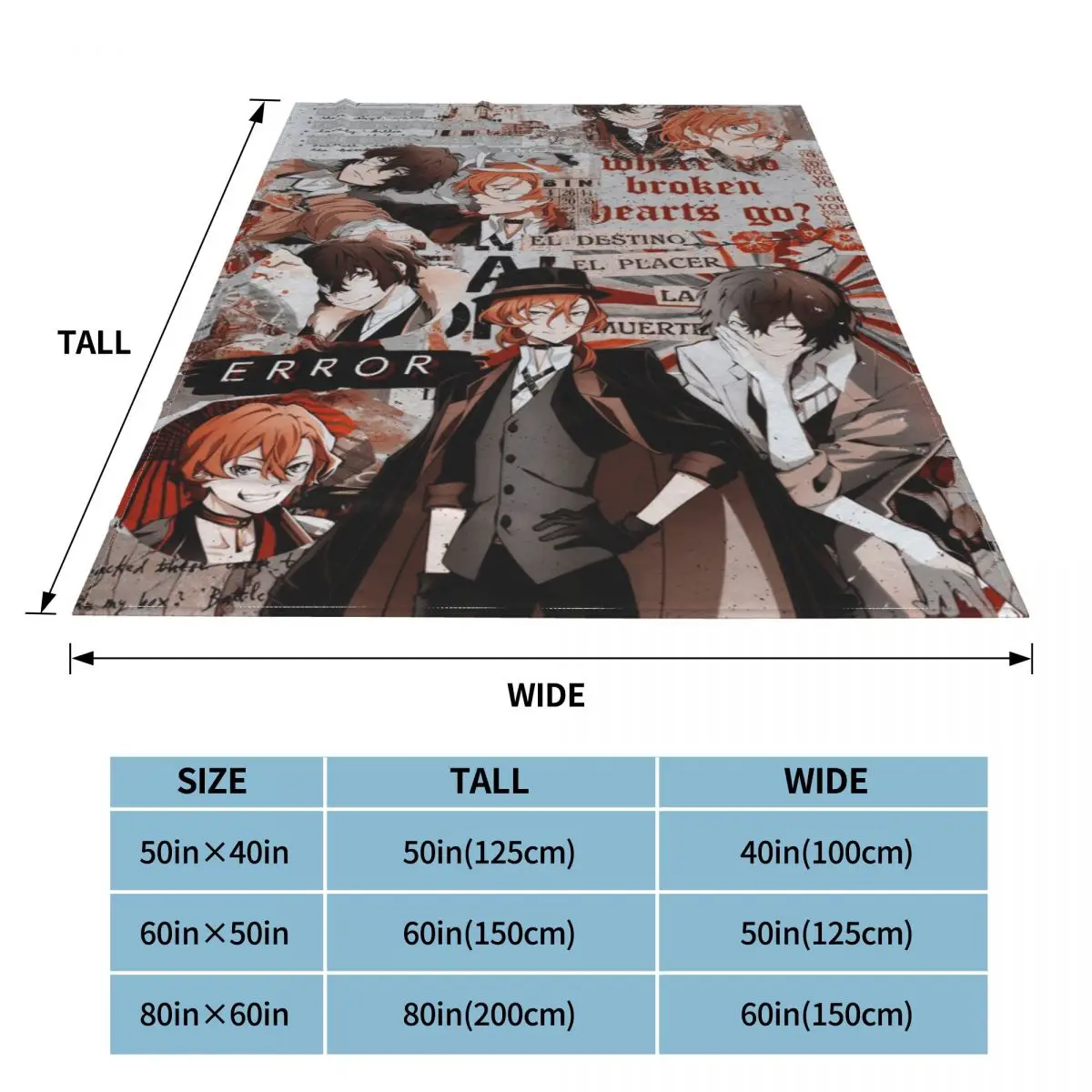 Chuuya Nakahara Collage Blankets Anime Flannel Novelty Warm Throw Blankets for Bedspread Spring Autumn