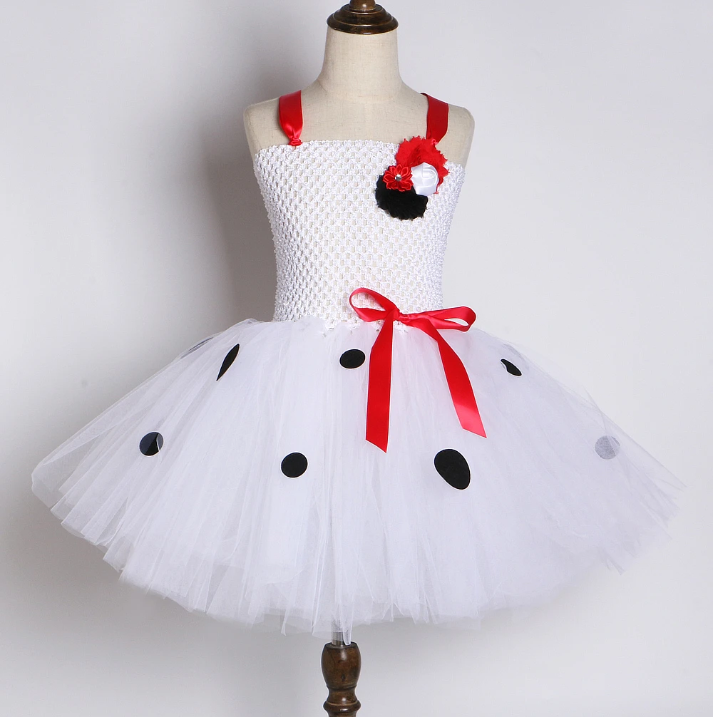 Baby Girls Dalmatian Dog Tutu Dress for Kids Spotty Puppy Costumes Birthday Halloween Outfit Child Animal Clothes with Ears Set