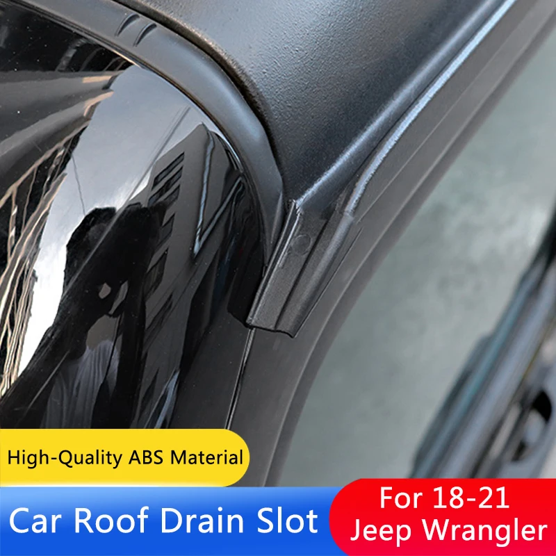 QHCP Car Roof Rain Gutter Extensions Rainwater Diversion Water Rain Channel Fits For Jeep Wrangler JK 07-17 JL 18-22 Accessories