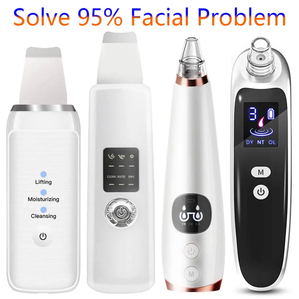 

Facial Spots Wrinkle Shovel Ultrasonic Skin Scrubber Blackhead Acne Remover Vacuum Suction Cleaner Sets Pore Nose Lift Extractor