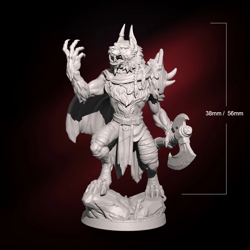 56mm 38mm Resin Model Wolf Lord Figure Unpainted DW-004