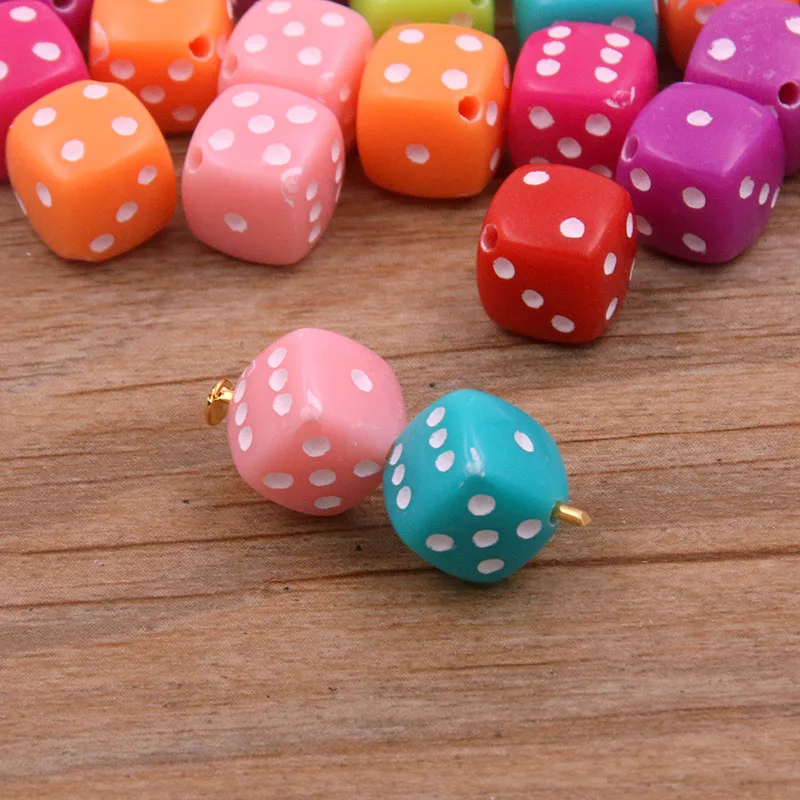 50Pcs Dices 8mm 5 Color Plastic Gaming Dice Standard Six Sided Decider Spacer Beads For DIY Jewelry Making Handmade