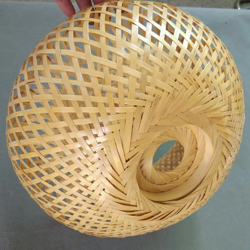 Bamboo Wicker Rattan Lampshade Hand-Woven Double Layer Bamboo Dome Lampshade Asian Rustic Japanese Lamp Design
