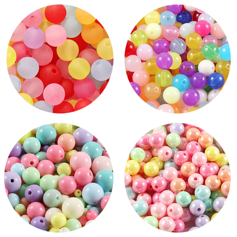 20/100/300/500pcs/lot 4-12mm Multi Colors Acrylic Round Beads For DIY Bracelets & Necklaces Jewelry Makings Accessories