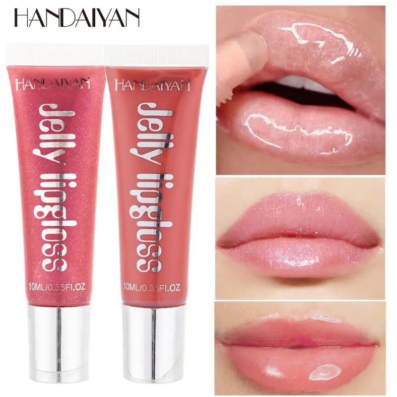 HANDAIYAN Shiny Jelly Lipstick Cream Liquid Lip Gloss Moisturizing Nourishing Lips Plumper Lip Enhancement Cosmetics Tool TSLM2