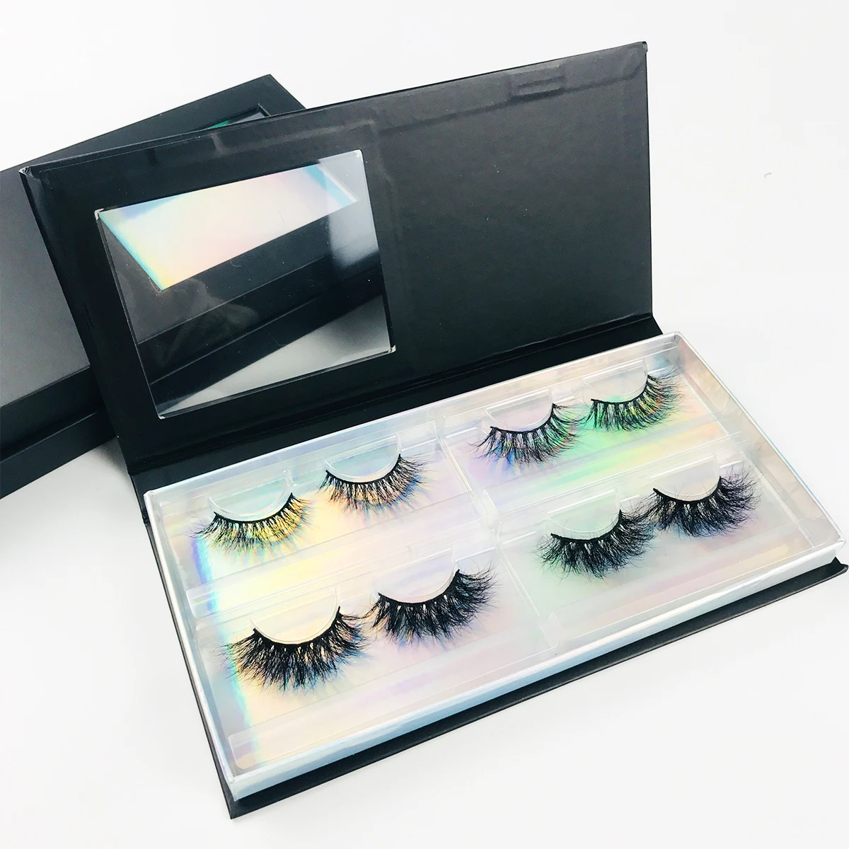 Eyelash Packaging Box Print Logo Wholesale 4 paris 3D Mink Lashes Bulk Empty Box 25mm Mink Eyelashes Cases False Eyelashes Box