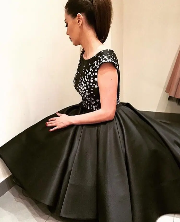 Vestido de fiesta de talla grande árabe, elegante, alto y bajo, de noche, corto, delantero, largo, trasero, para fiesta de graduación, pequeño, negro, para ocasión Formal, 2020