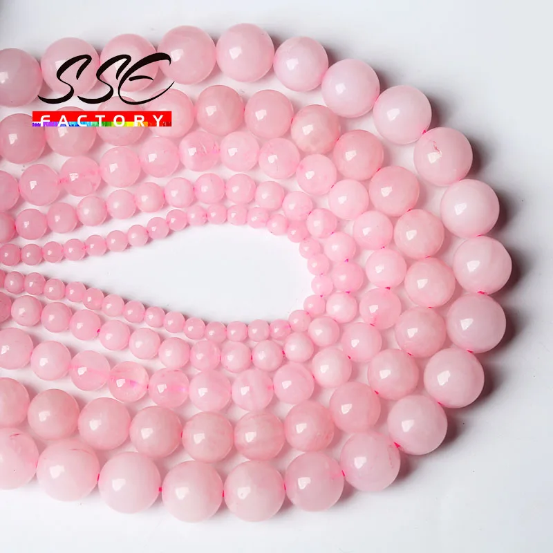 Wholesale Natura Rose Quartz Beads Pink Crystal Round Loose Stone Beads For Jewelry Making DIY Bracelet 4 6 8 10 12mm 15\