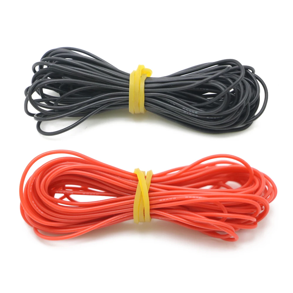 2m/lot Silicon Wire 8 10 12 14 16 18 20 22AWG Heatproof Soft Silicone Silica Gel Wire Cable (1meter Red+1meter Black)