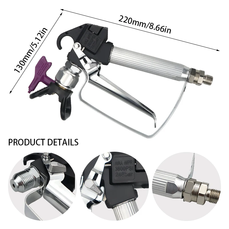 High Pressure Airless Paint Oxidation Aluminum Spray Gun With 517 Spray Tip Nozzle Guard For Wagner Titan Spraying Machine