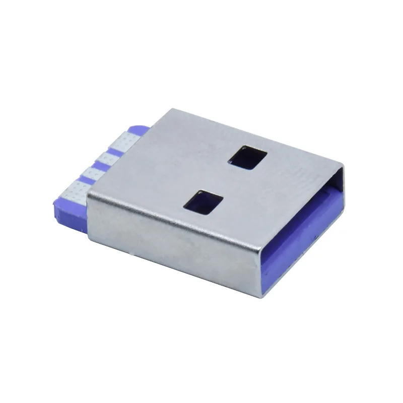 10pcs/lot usb 2.0 super fast charge purple male connector with typec 24P purple dual resistance stretch male connector