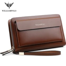 WILLIAMPOLO Clutch Bag High Quality Mens Clutch Wallet  Luxury Designer Wallet Men Organizer Wallet With Strap PL162