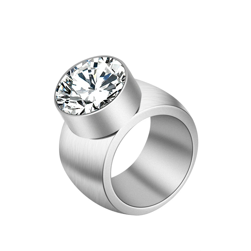 

Luxury Zircon Rings Powerful Business Men Finger Jewelry Stainless Steel Gold Ring For Hip-Hop Party Accessories