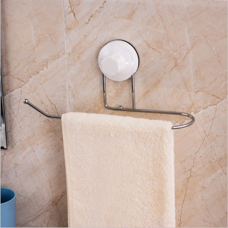 VEHHE Traceless Towel Paper Holder Hanging Bathroom Toilet Rack Chrome Plate Metal Roll Hangers Stand Towel Holders Home Storage