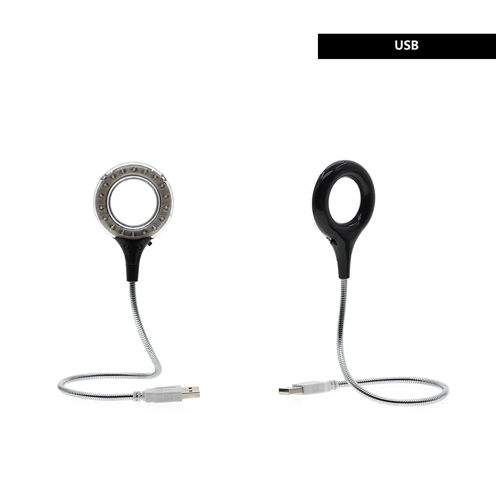 18 LEDs USB / USB Clip Flexible Desk Lamp DC5V With Magnifier For Reading Working Lighting