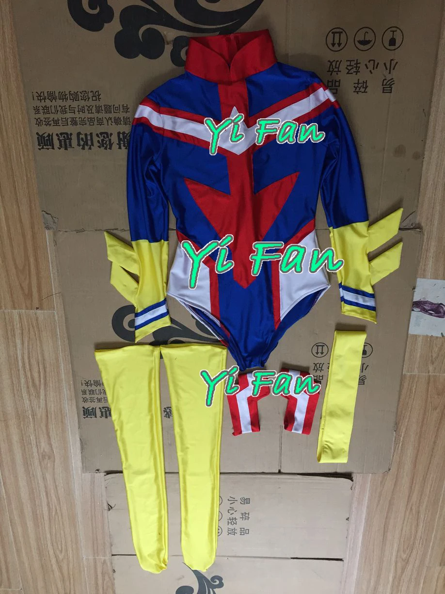 Body de LICRA Zentai para mujer, traje de Cosplay de All Might, para Halloween, hecho a medida