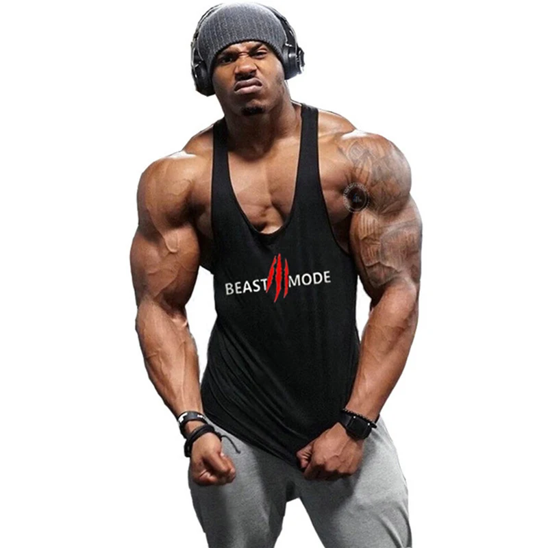 Brand Bodybuilding Clothing Fitness Mens Muscle Vest Summer Letters Print Sleeveless Shirt Gyms Stringer Tank Top Men Tank Top