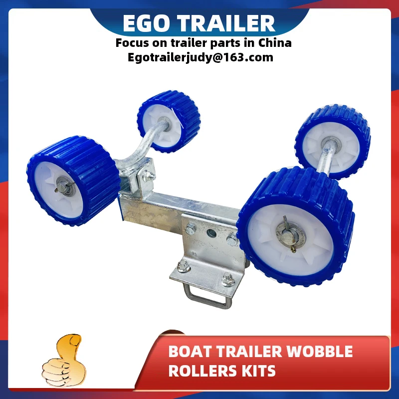 

EgoTrailer BOAT TRAILER WOBBLE ROLLERS. kits 5" BLUE RIBBED 18mm Bore. 4Soft Wobble Roller